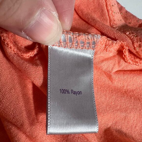 Jennifer Lopez Womens T Shirt Top Orange with Gold Accents Short Sleeve Small - Picture 8 of 9